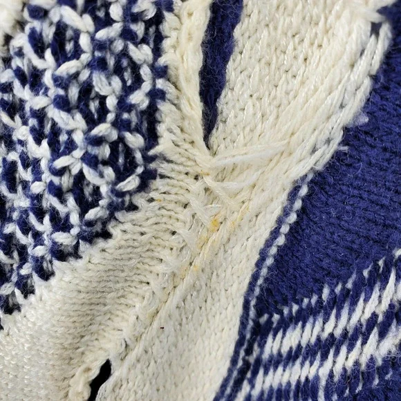 Coogi Australia Basics Navy Blue Cream 3D Textured Knit Sweater Beanie Set XXL - Picture 7 of 15